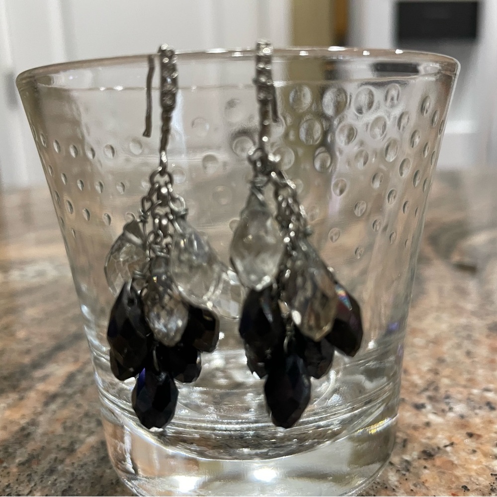 Black, clear and silver Drop earrings